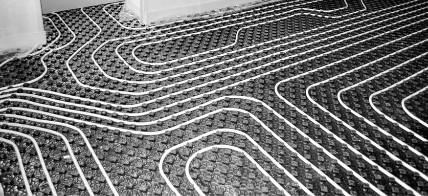 Underfloor heating being installed