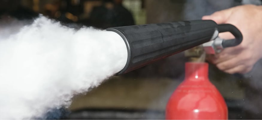 CO2 Fire Extinguisher Discharging