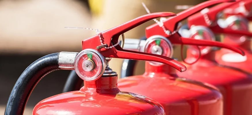 Row of Fire Extinguishers